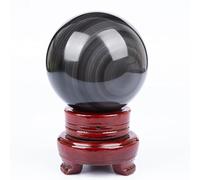 UYCUODLUY Beautiful Silver Obsidian Crystal Ball Lucky Stone,obsidian-15cm