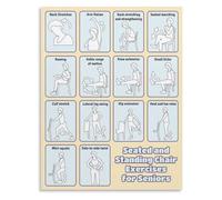 UYCUODLUY Chair Yoga Stretching For Older Adults Poster Canvas Easy Seated Exercise Chart Fitness Wall-Art for Living Room Bedroom Senior Home(Framed,16x24inch(40x60cm))