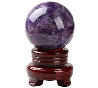 UYCUODLUY Crystal Ball Orange Moonstone Polished Divination Decorative Sphere with Wood Stand Crystals Stone,9cm