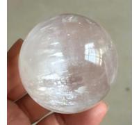 UYCUODLUY Decorative Ornaments Iceland Spar Crystal Stone White Calcite Ball Sphere (Size : 80-100g)