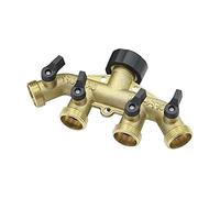 UYCUODLUY Garden Plumbing Brass 3/4" European/Four-Way Splitter 1Pc with Valve Garden Irrigation Water Control Valve Faucet Connector (Color : American)
