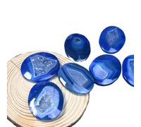 UYCUODLUY Geoda de ágata Azul 100 g, Piedra Palma, Tallada a Mano, Pulida, Adorno Decorativo con Centro Hueco