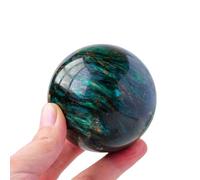 UYCUODLUY Green Mica Gemstone Balls Crystal Ball Spheres Sculpture Figurine with Wood Stand for Decorative Feng Shui Divination,50-55mm