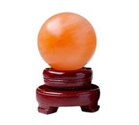 UYCUODLUY Gypsum Orange Crystal Ball Feng Shui with Wooden Stand for Healing/Divination/Chakra Balance/Yoga/Home/Office Decoration,60~65mm