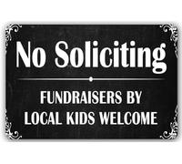 UYCUODLUY Humorous Porch Sign for House We Do Not Accept Solicitors But Fundraisers By Are Welcome Distressed Tin Metal Decor 8 X 12 inch
