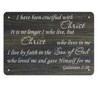 UYCUODLUY Metal Sign Galatians 2 20 I Have Been Crucified With Christ It Is No Longer I Who Live But Christ Who Lives In Me Wall-Art 8 X 12 inch