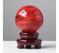 UYCUODLUY Red Obsidian Ball with Stand, Crystal Ruby Sphere Melting Quartz Gemstone for Feng Shui Divination,180mm
