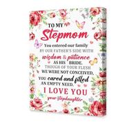 UYCUODLUY Stepmom Gift - ‘To My Stepmom You Entered Our Family’ Quote Canvas Poster, Personalized Wall Art From Step Kids (Framed,08x12inch(20x30cm))