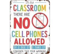 UYCUODLUY Unplugged No Cell Phones Allowed School Metal Sign Distressed Finish For Museum Courtroom Conference Room Meeting Space 8 X 12 inch