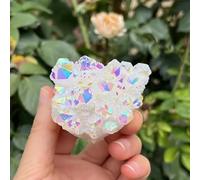 UYCUODLUY White Angel Aura Quartz Electroplating Crystal Cluster Colorful Point Geode Enegry Crystals Decor Ornaments (Size : 200g 1-2pcs)