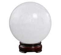 UYCUODLUY White Calcite Crystal Ball, Quartz Sphere with Stand, Ice Rock Sculpture Figurine for Witchcraft, Fengshui, Altar, Divination,Collection,14cm