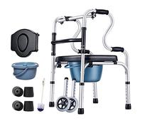 UYDJAKX Andadores plegables para personas mayores, peso ligero, altura ajustable, ayuda para personas con discapacidad, para personas mayores y discapacitados, con asiento y orinal, estrella de luz D