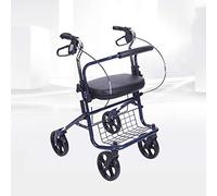 UYDJAKX Bastidor plegable para caminar, ayuda para la movilidad, andador, andador, carrito de compras con asiento y freno de mano, para ancianos (rojo) (color: azul) estrella de luz