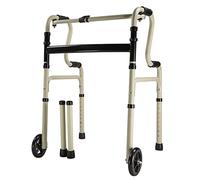 UYDJAKX Caminador ligero plegable con 2 ruedas, andador para personas mayores, marco ajustable, ayuda para discapacitados, estrella de luz beige