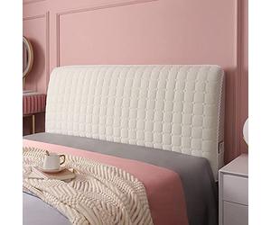 uyeoco Estirable Fundas Cabeceros Cubierta De Cabecero De Cama Protector Espesar Algodón Estiramiento A Prueba De Polvo Acolchado Cabeceras Cama para Habitacione (Color : Beige A, Size : 160cm)