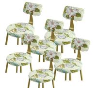 uyeoco Stretch Bar Stool Covers, Soft Spandex Bar Stool Covers with Backs Printing Bar Chair Covers with Elastic Bottom Machine Washable for Home Kitchen Dining Room Pub Counter(Color 5,6pcs)