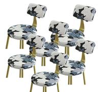 uyeoco Stretch Bar Stool Covers, Soft Spandex Bar Stool Covers with Backs Printing Bar Chair Covers with Elastic Bottom Machine Washable for Home Kitchen Dining Room Pub Counter(Color 13,6pcs)