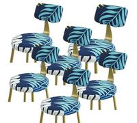 uyeoco Stretch Bar Stool Covers, Soft Spandex Bar Stool Covers with Backs Printing Bar Chair Covers with Elastic Bottom Machine Washable for Home Kitchen Dining Room Pub Counter(Color 2,6pcs)