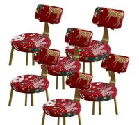 uyeoco Stretch Bar Stool Covers, Soft Spandex Bar Stool Covers with Backs Printing Bar Chair Covers with Elastic Bottom Machine Washable for Home Kitchen Dining Room Pub Counter(Color 17,6pcs)