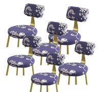 uyeoco Stretch Bar Stool Covers, Soft Spandex Bar Stool Covers with Backs Printing Bar Chair Covers with Elastic Bottom Machine Washable for Home Kitchen Dining Room Pub Counter(Color 8,6pcs)