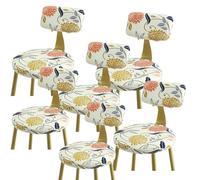 uyeoco Stretch Bar Stool Covers, Soft Spandex Bar Stool Covers with Backs Printing Bar Chair Covers with Elastic Bottom Machine Washable for Home Kitchen Dining Room Pub Counter(Color 1,6pcs)