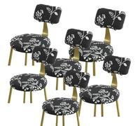 uyeoco Stretch Bar Stool Covers, Soft Spandex Bar Stool Covers with Backs Printing Bar Chair Covers with Elastic Bottom Machine Washable for Home Kitchen Dining Room Pub Counter(Color 4,6pcs)