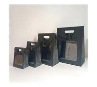 UYFRD 10 bolsas de regalo de color negro y blanco con ventana transparente, bolsa de papel kraft con asa, caja de embalaje para galletas, pasteles, Eid Mubarak, bolsa de regalo (1 pieza B de 14 x 7 x