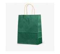 UYFRD 25/50 bolsas de regalo de papel kraft marrón con asa para bodas, fiestas de cumpleaños, bolsas de compras para pequeñas empresas (verde, 25 unidades, 32 x 11 x 25 cm)