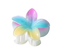 UYFRD 3 piezas hermosas y modernas de tamaño grande de 8 cm, flor de plumeria de 13 cm, pinza cuadrada mate, accesorios para el cabello para mujer (rosa, azul y amarillo)