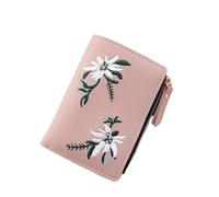 UYFRD Cartera corta con estampado de flores para mujer, con cremallera, mini monedero para mujer, cartera pequeña de piel para mujer, rosa oscuro, Talla única