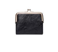 UYFRD Cartera pequeña para mujer, compacta, plegable, de cuero, vintage, con cremallera y cierre de beso, Black, 2 unidades