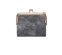 UYFRD Cartera pequeña para mujer, compacta, plegable, de cuero, vintage, con cremallera y cierre de beso, gris, 1 pieza