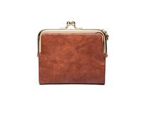 UYFRD Cartera pequeña para mujer, compacta, plegable, de cuero, vintage, con cremallera y cierre de beso, Brown, 2 unidades