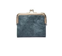 UYFRD Cartera pequeña para mujer, compacta, plegable, de cuero, vintage, con cremallera y cierre de beso, Blue, 1 pieza