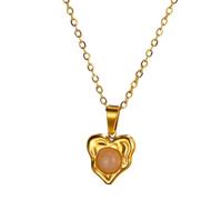 UYFRD Collar con colgante de corazón de irregularidad de acero inoxidable para mujer, joyería de piedra natural, estética, color dorado, regalo del día de San Valentín, talla única, Ágata