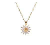 UYFRD Collar de acero inoxidable con diseño de girasol dulce para mujer, chapado en oro de 18 quilates, cadena de clavícula femenina, regalo de joyería, talla única, Ágata