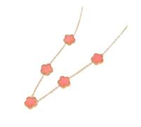 UYFRD Collar de acero inoxidable para mujer, cinco pétalos de hoja, collares de doble cara para mujer, colgante de flores, talla única, Ágata