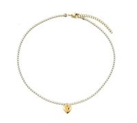 UYFRD Collar de cadena de tenis de 2 mm para mujer, color dorado, cadena de cuello de acero inoxidable para mujer, joyería de moda, talla única, 40 cm y 5 cm. Chapado en latón, Ágata