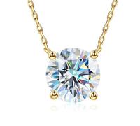 UYFRD Collar de moissanita de 1 quilate redondo con colgante de corte brillante, collares largos, joyería personalizada, talla única, 45 cm, champán, Ágata