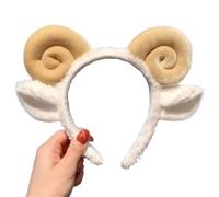 UYFRD Diadema de forro polar suave con orejas de cordero, cuerno de oveja, para mujer, para maquillaje, para lavar la cara, ducha, accesorios para el cabello (YL)
