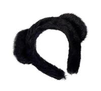 UYFRD Diademas con estampado de leopardo, lindas diademas de imitación de visón, accesorios para el cabello, orejas de gato, esponjosas, para lavar la cara, cosplay, color negro