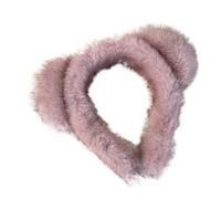 UYFRD Diademas con estampado de leopardo, lindas diademas de imitación de visón, accesorios para el cabello, orejas de gato, esponjosas, para lavar la cara, cosplay, color rosa