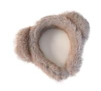 UYFRD Diademas con estampado de leopardo, lindas diademas de imitación de visón, accesorios para el cabello, orejas de gato, esponjosas, para lavar la cara, cosplay, color caqui