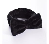 UYFRD Diademas de lazo sólido para mujer, forro polar coral, maquillaje, spa, lavado facial, turbante para la cabeza, toalla para el pelo, accesorios para la cabeza (color negro)