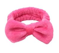 UYFRD Diademas de lazo suave para spa, yoga, color sólido, forro polar coral, bandas elásticas para el cabello, para mujer, para lavar la cara, bonitos accesorios de maquillaje (rojo rosa)