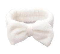 UYFRD Diademas de lazo suave para spa, yoga, color sólido, forro polar coral, bandas elásticas para el cabello, para mujer, para lavar la cara, bonitos accesorios de maquillaje (marfil)