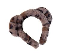 UYFRD Diademas de pelo con estampado de leopardo, lindas diademas de imitación de visón, accesorios para el cabello, orejas de gato, esponjosas, para lavar la cara, cosplay (leopardo oscuro)