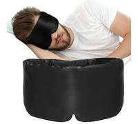 UYFRD Máscara de dormir 100 % seda de morera con bloqueo de ojos, máscara de ojos acolchada suave para viajes, ayuda para dormir (color negro)