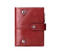 UYFRD Monedero con capa de cabeza de vacuno, unisex, de piel auténtica, para hombres y mujeres, cartera corta, monedero pequeño, Red, Talla única