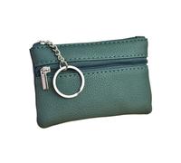 UYFRD Monedero pequeño de piel sintética multicolor con capa superior ligera y cremallera para llaves, color sólido, bolsa de dinero suelta, A-verde negruzco, Talla única